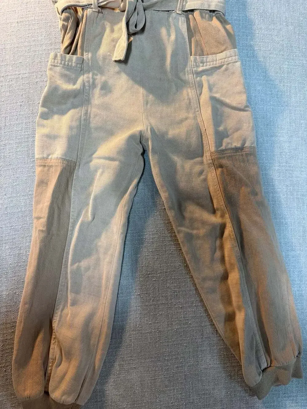 Zara Girls Two-Tone Tan Cargo Jumpsuit With Belt Size 134 (9)